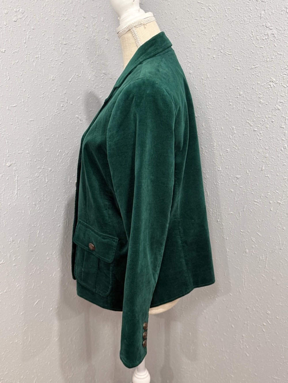Talbots Pine Grove‎ Green Velveteen Jacket Blazer Size 12P - Picture 6 of 12